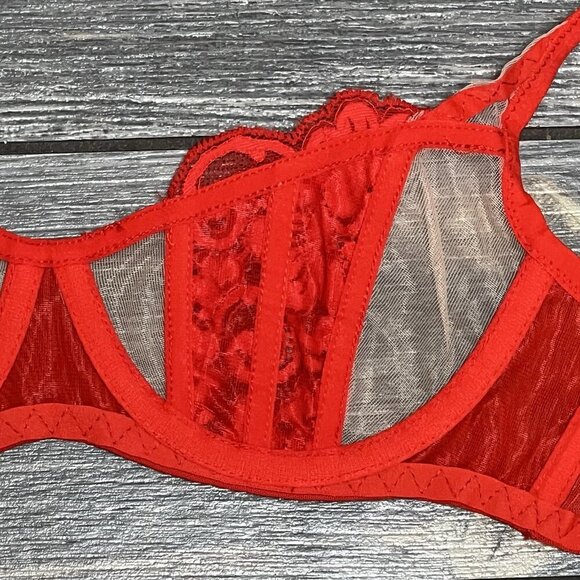 NWT HAH X Free People Red Caged Up Bra 30-38B 30B 32B 34B 36B 38B Blood Orange - Picture 9 of 14